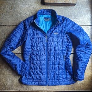 Women's M Patagonia Nano Puff Indigo Blue Turquoise Jacket Medium